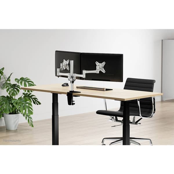 Neomounts FPMA-D1330DSILVER 2x Monitor bordsfäste 25,4 cm (10) - 68,6 cm (27) Silver Justerbar i höjd, Tiltbar, Sväng