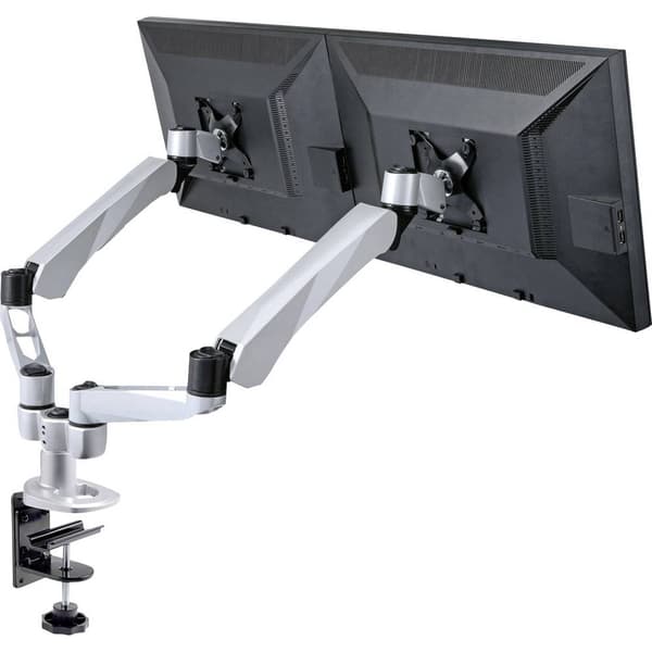 SpeaKa Professional SP-1624800 SuperFlex 2x Monitor bordsfäste 25,4 cm (10) - 68,6 cm (27) Silver-svart Justerbar i h
