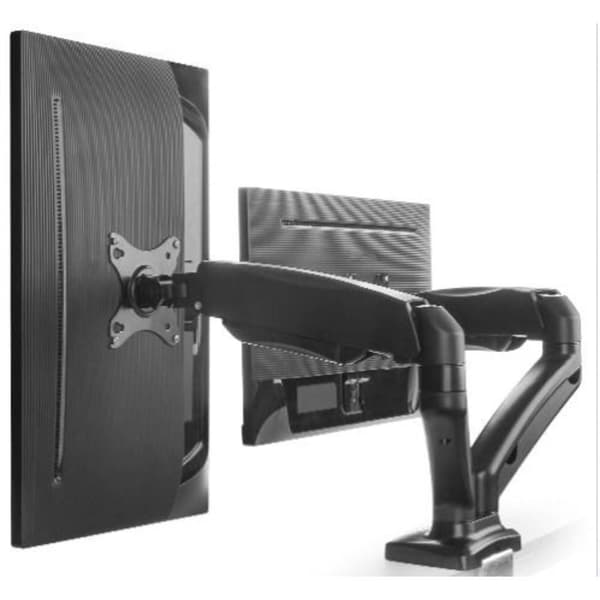 ICY BOX IB-MS304-T 2x Monitor bordsfäste 25,4 cm (10) - 68,6 cm (27) Svart Tiltbar, Svängbar, Vridbar, Justerbar i hö