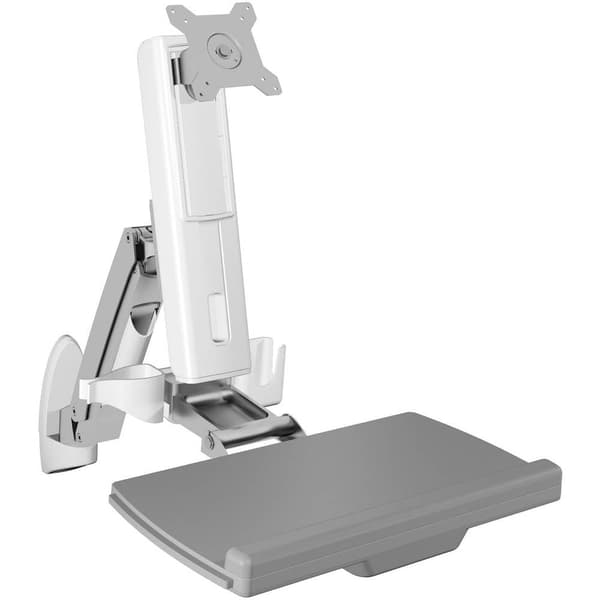 ICY BOX IB-MS600-W 1x Monitor-väggfäste 25,4 cm (10) - 61 cm (24) Silver, Grå, Vit Justerbar i höjd, Tangentbordsbric