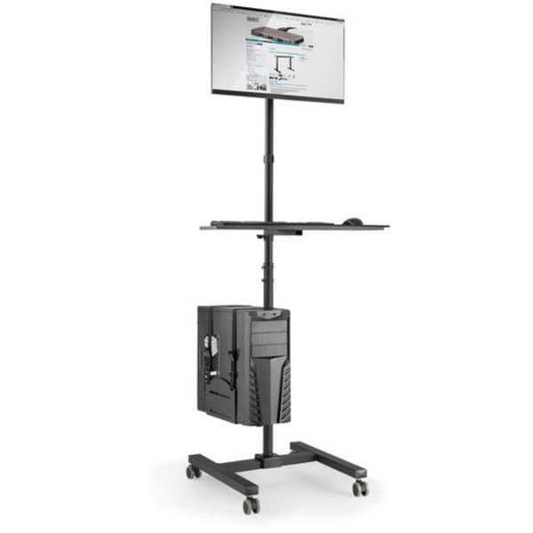 Digitus DA-90374 1x PC-/Monitorvagn 43,2 cm (17) - 81,3 cm (32) Svart Justerbar i höjd, Tangentbordsbricka, Tiltbar,