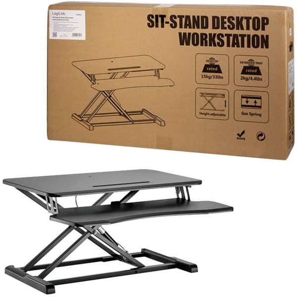 LogiLink EO0033 Sitt/stå-skrivbord Höjdintervall: 100 till 505 mm Svart