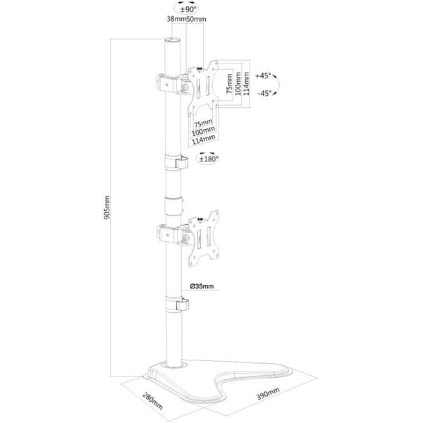 Neomounts FPMA-D550DDVBLACK 2x Monitor bordsfäste 25,4 cm (10) - 81,3 cm (32) Svängbar, Roterbar, Tiltbar, Stående Sv