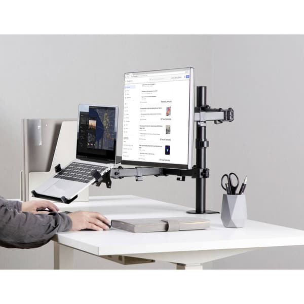 SpeaKa Professional SP-MM-302 2x Monitorfäste 33,0 cm (13) - 81,3 cm (32) Svart Tilt + Svängbar, Justerbar i höjd, Vr