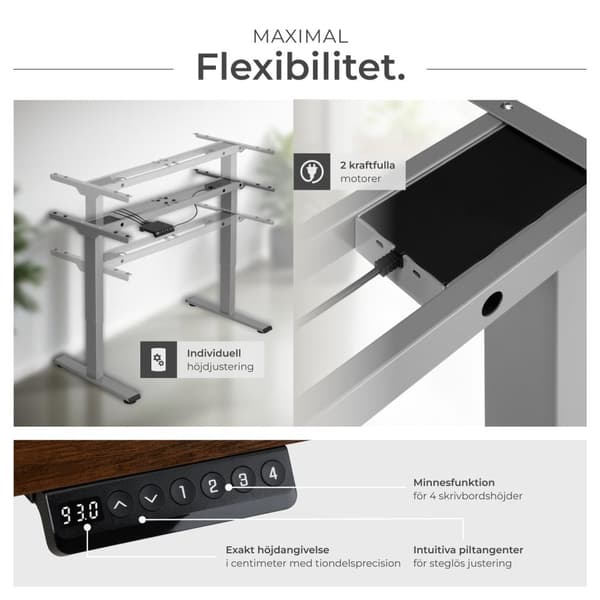 Höj- och sänkbart skrivbord Melville - grå