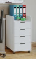 Miniatyrbilde 2 av 3: Konal Maxi kommode , kontorarkiv på hjul, 1 hylle og 4 skuffer hvit.
