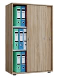 Miniatyrbilde 1 av 2: Lona XL kontorskap med 2 skyvedører og lås Sonoma eik dekor.