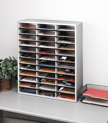 Fellowes Mail and Brochure Manager 36 Horisontale lommer Grå til post- og brochureopbevaring og -sortering (25061)
