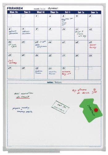 FRANKEN X-tra!Line planlægningstavle, månedskalender, 5 uger (B)900 x (H)600 mm, dagfelt: 75 x 80 mm, notefelt: - 1 stk (VO-18)
