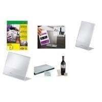 sigel info--prisdisplay, akryl, 90 x 60 mm, lutande bordsdisplay, kristallklar, ensidig presentation (PA107)