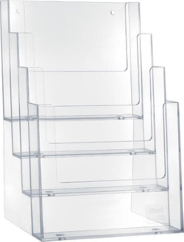 Helit H2352202 Broschyrhållare Glas (klar) DIN A5 porträtt Antal fack 4 1 stycke(r) (BxHxD) 165 x 257 x 175 mm