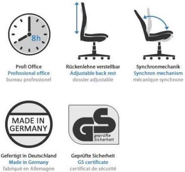 Työtuoli - Kangas - Antrasiitti - Ergonominen