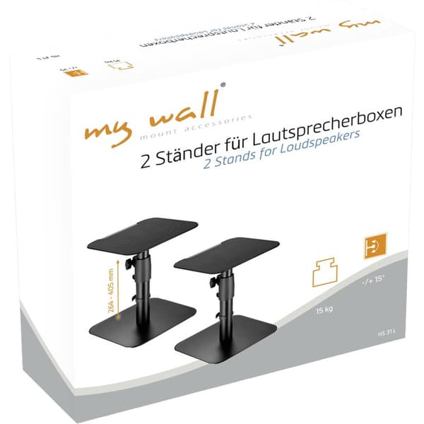 My Wall HS31L 2x Högtalarstativ Svart Tiltbar, Justerbar i höjd