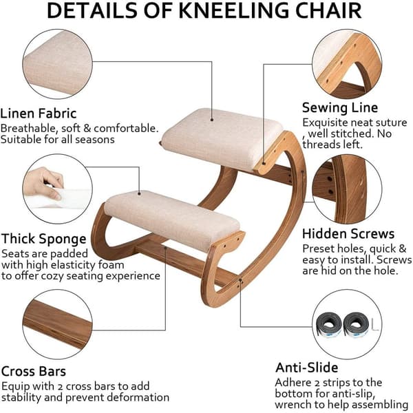Ergonominen Polvituoli - 100 kg Kantavuus, 5 cm Paksu Pehmuste, 3 Ristikkäistä Tukea Vakautta Varten