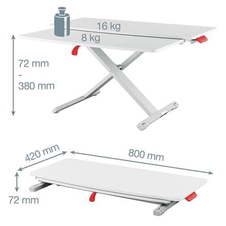 Leitz 65320085 stående skrivebord Grå