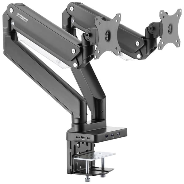 SpeaKa Professional SP-MM-830 2x Monitor bordsfäste 43,2 cm (17) - 88,9 cm (35) Inbyggd dockningsstation, Gastrycktek