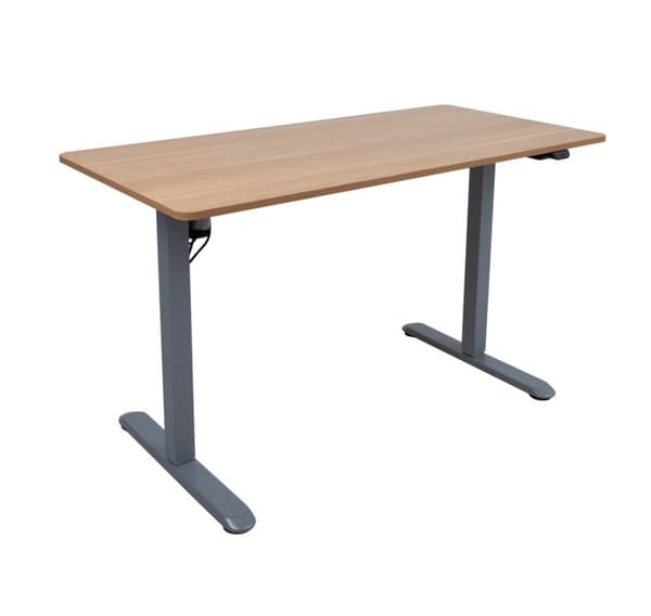 Skrivebord ERGO LIGHT med 1 motor 120x60cm, sølvgrå/eg