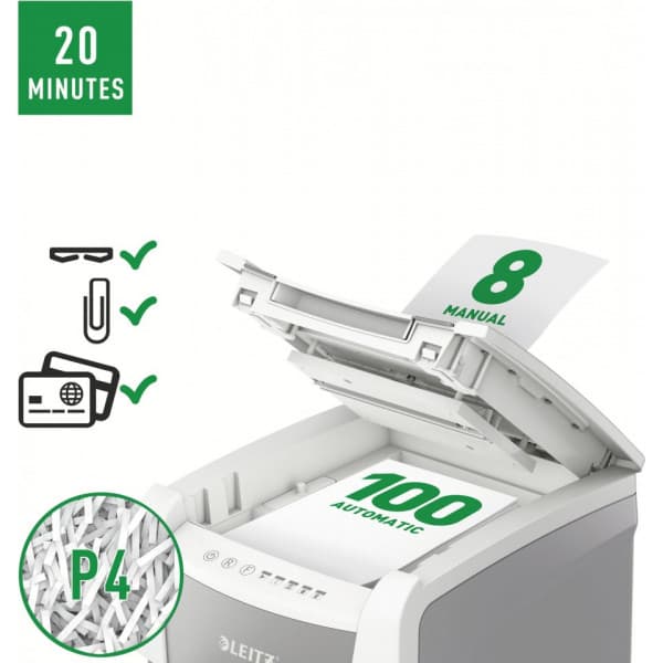 Leitz IQ Small Office 100 -automaattinen paperisilppuri, P4