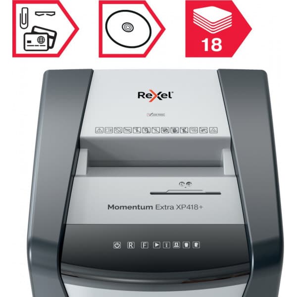 Rexel Momentum Extra XP418+ -pappersstrimlare, P4