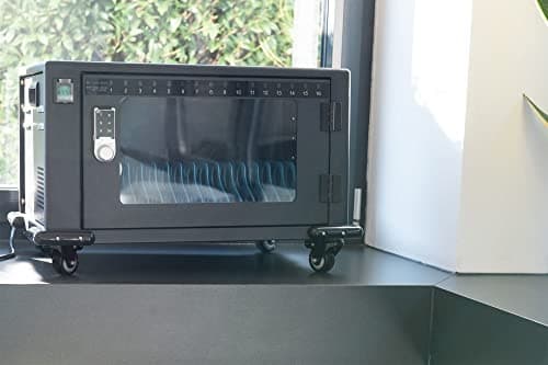 DIGITUS mobilt laddskåp, 16 laddstationer, 14", svart 384 x 550 x 375 mm, ellås, USB, fläkt, DN-45003, svart