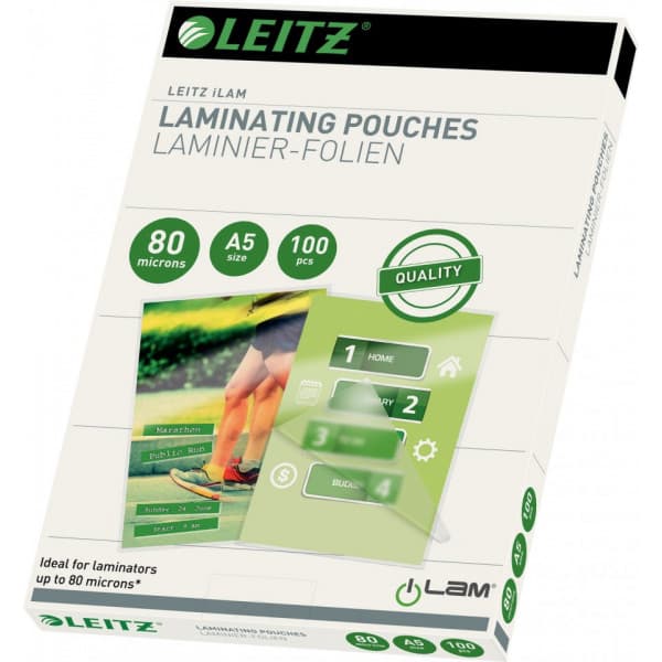 Leitz A5 80 mikron -lamineringsficka, 100 st