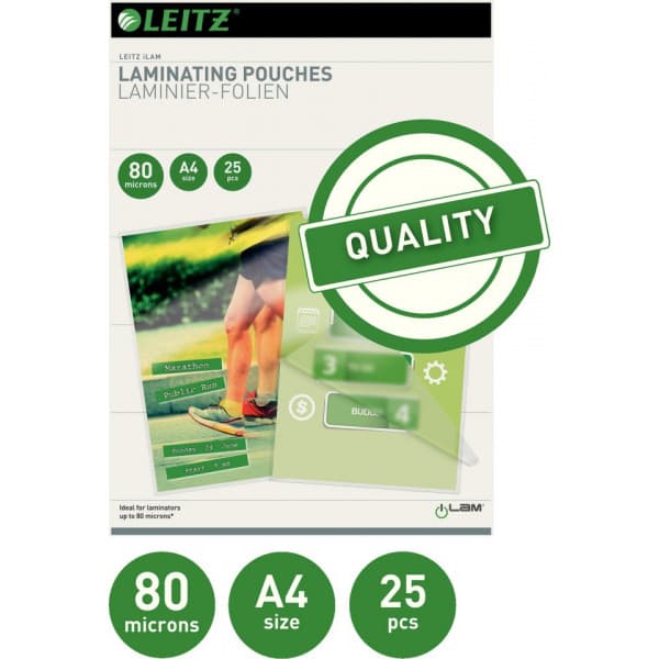Leitz A4 80 mikron -lamineringsficka, 25 st