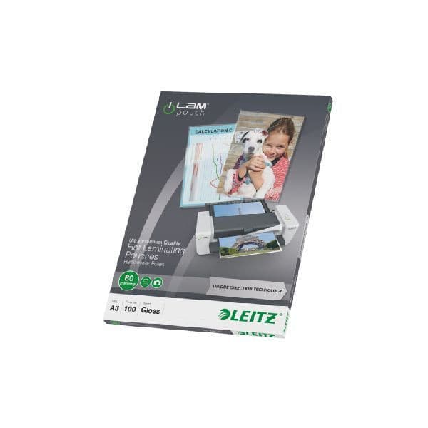 Leitz iLAM A3 UDT 80 mic blank laminatingpockets, 100 st