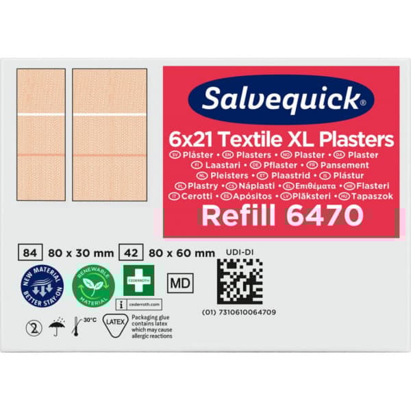Salvequick -stor vävnadstuss, 6 x 21 st