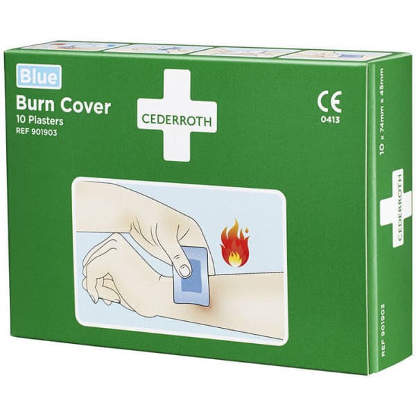 Cederroth Burn Cover -brandskyddsplåster, 74 x 45 mm, blå, 10 st