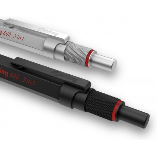 Rotring 600 Multipen 3-in-1 -multifunktionspenna, svart skaft