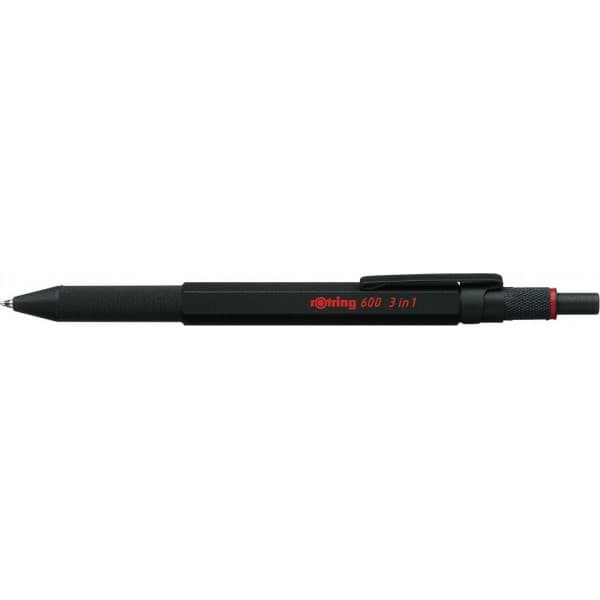 Rotring 600 Multipen 3-in-1 -multifunktionspenna, svart skaft