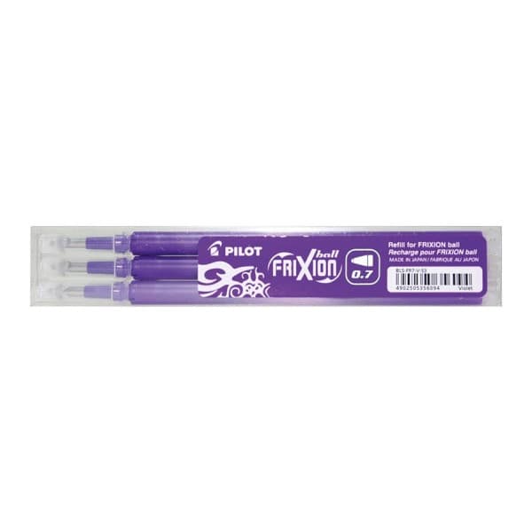 Pilot Frixion reservbläckpatron, lila, 0,7 mm, 3 st