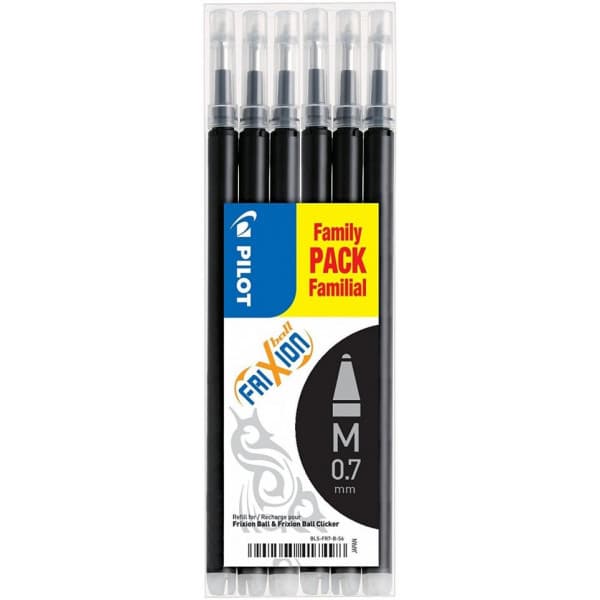 Pilot Frixion reservbläckpatron, blå, 0,7 mm, 6 st