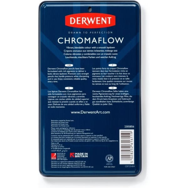Derwent Chromaflow -färgpennassortiment, 12 delar