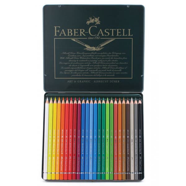 Faber-Castell Albrecht Dürer -akvarellikynät peltirasiassa, 24 väriä
