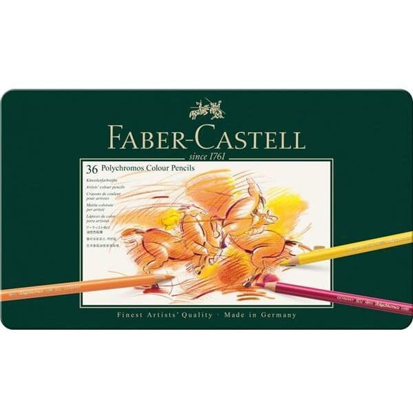 Faber-Castell Polychromos färgpennor i plåtask, 36 färger