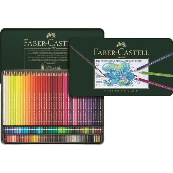 Faber-Castell Albrecht Dürer -akvarellikynät metallirasiassa, 120 väriä