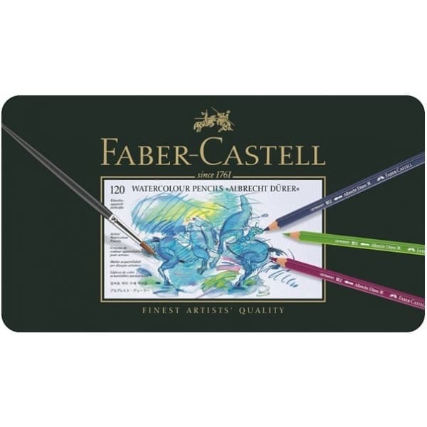 Faber-Castell Albrecht Dürer -akvarellikynät metallirasiassa, 120 väriä
