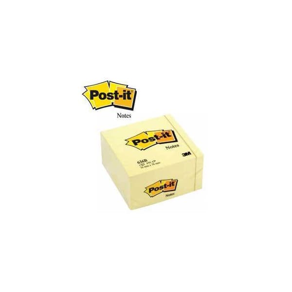 Post-it 636B meddelandelappskub, 76 x 76 mm, gul