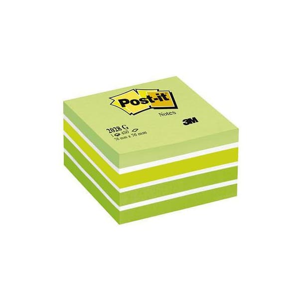 Post-it anteckningskub pastellfärger grön 76 x 76 mm