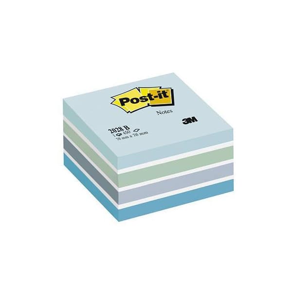 Post-it anteckningskub blå pastellfärgsättning 76 x 76 mm