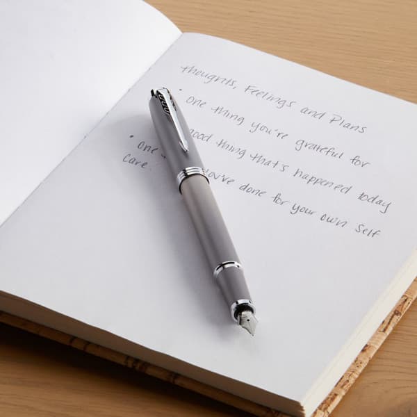 Parker IM Writing Rituals Grey C.T. Fjädrande -bläckpenna, medium spets, blå bläck