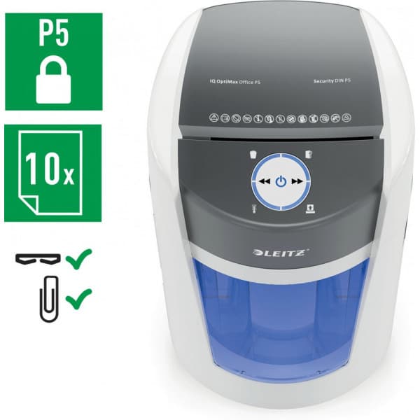 Leitz IQ OptiMax pappershackare, P5, vit