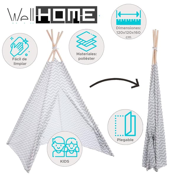 Wellhome 120x120x160 Cm Tipi Med Fönster