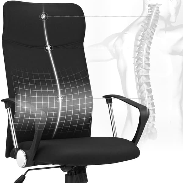 Ergonomisk Kontorstol med Hjul - Ryggstøtte og Justerbar Høyde, Grå
