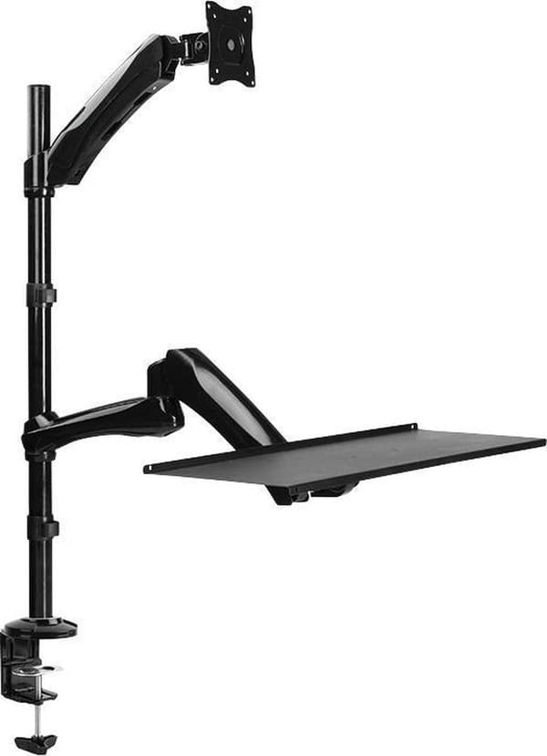 LogiLink Sit-Stand Workstation - Skrivebordsbeslag til skærm/tastatur (justerbar arm) - Skærmstørrelse: 33-68,6 cm (13"-27")