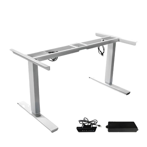 Elektrisk Justerbart Skrivebordsramme, Højdeområde 23,4"-49", Belastningskapacitet Op til 150KG,Hvid To Sektioner