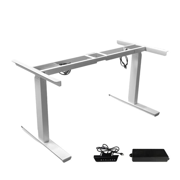 Elektrisk Justerbart Skrivebordsramme, Højdeområde 23,4"-49", Belastningskapacitet Op til 150KG,Hvide Tre Sektioner