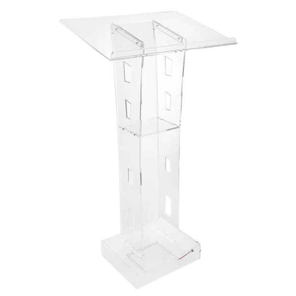 Acryl Podium, 43,3 tommer højt, Blå LED-lys, Firkantet form,Klar