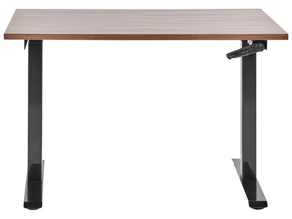 Manuaalisesti säädettävä työpöytä 120 x 72 cm tummaa puuta mustalla DESTINES Lumarkolla!